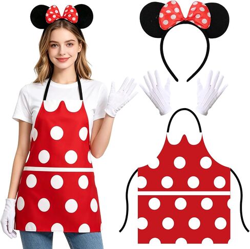 Mouse Costume Set with Ears Headband, Gloves, Apron and Bow Tie for Halloween Couples Cosplay Party, Adult in Saudi Arabia