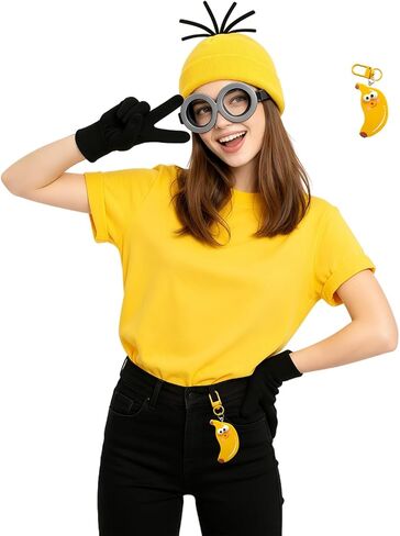 ZIW Cartoon Character Accessory Set for Adults Funny Halloween Costume Kit with Beanie Goggles Animated Dress Up Props in Saudi Arabia