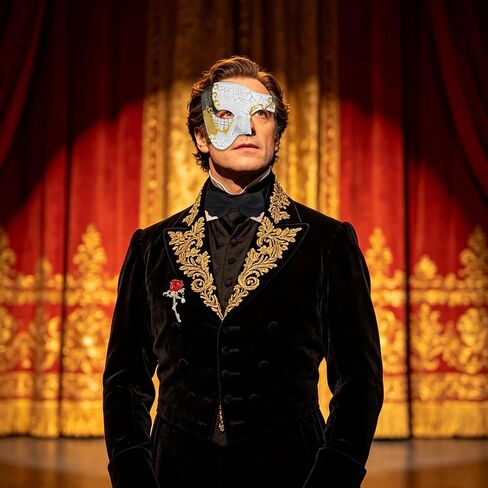 5Pcs The Opera Costume Accessories Set Men's Masquerade Costume Set with Half Face Venetian Mask, Long Cape, Gloves, Bow Tie and Red Rose Brooch for Halloween Carnivals Masquerade Party Cosplay in Saudi Arabia
