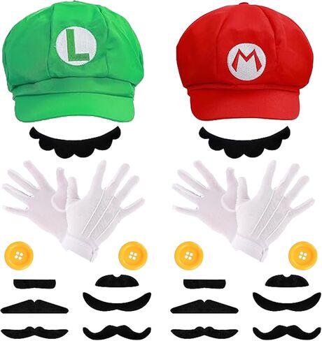 NEOELASIEN 2 Set Halloween Role Cosplay Accessories Set for Adult Red and Green Hats Gloves Beard Accessories Them Party Cosplay in Saudi Arabia