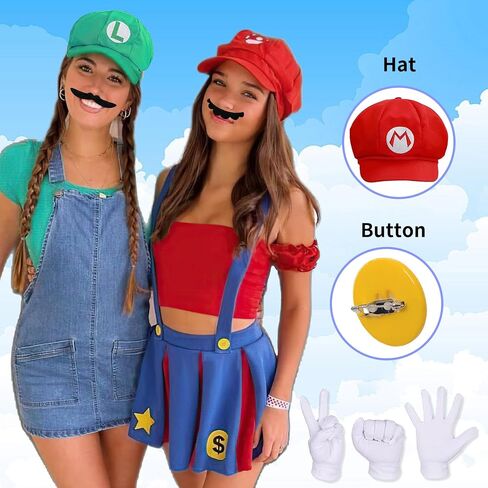 NEOELASIEN 2 Set Halloween Role Cosplay Accessories Set for Adult Red and Green Hats Gloves Beard Accessories Them Party Cosplay in Saudi Arabia