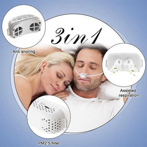 Anti Snoring Devices,Automatic Nasal Dilator & Rechargeable Air Purifier Filter,Effective to Relieve Snoring,Adjustable Wind Speed,Suitable for All Nose Shapes,Compact & Lightweight for Travel in Saudi Arabia