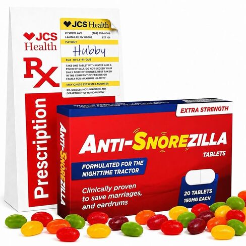 Anti-Snorezilla Funny Gifts for Men, Husbands Gift from Wife, Joke Pill Box with Jelly Beans and Prescription Bag, Husband Birthday Gift, Anniversary for Husband, Fathers Day, Dad Birthday Gift in Saudi Arabia