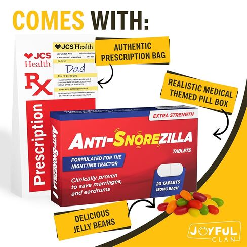 Anti-Snorezilla Funny Gifts for Men, Husbands Gift from Wife, Joke Pill Box with Jelly Beans and Prescription Bag, Husband Birthday Gift, Anniversary for Husband, Fathers Day, Dad Birthday Gift in Saudi Arabia