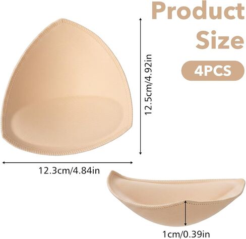 4 Pairs Bra Pads Inserts, Removable Push Up Sports Bra Cups, Triangle Breathable Thickened Sponge Breast Pad for Women's Sports Bikini Top Swimsuit in Saudi Arabia