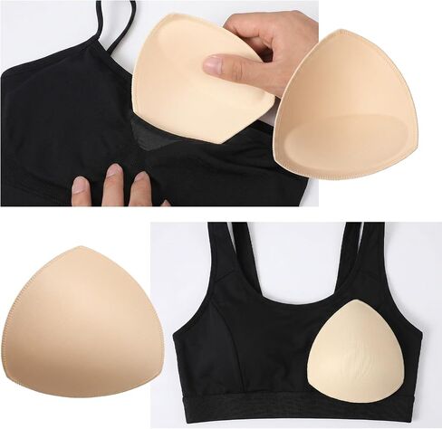 4 Pairs Bra Pads Inserts, Removable Push Up Sports Bra Cups, Triangle Breathable Thickened Sponge Breast Pad for Women's Sports Bikini Top Swimsuit in Saudi Arabia