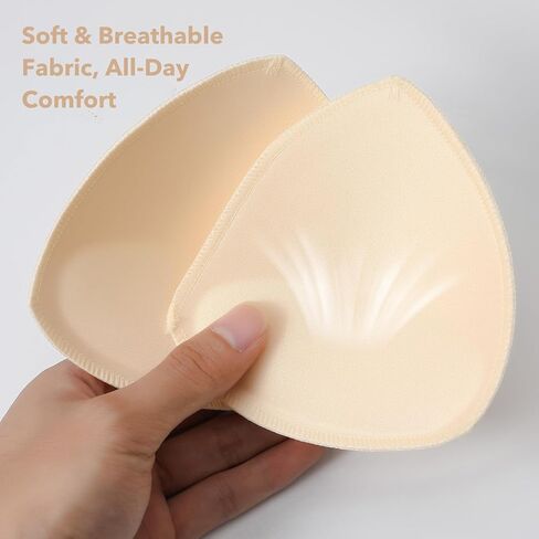 4 Pairs Bra Pads Inserts, Removable Push Up Sports Bra Cups, Triangle Breathable Thickened Sponge Breast Pad for Women's Sports Bikini Top Swimsuit in Saudi Arabia