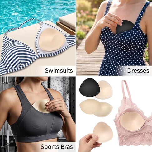 4 Pairs Bra Pads Inserts, Push Up Bra Pads for Dresses, Removable Breast Enhancers Bras Cups Inserts Lift Up for Women A/B Cup Bikini Swimsuit in Saudi Arabia