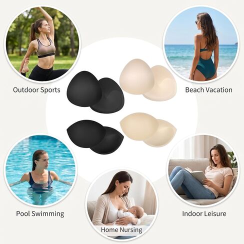 4 Pairs Bra Pads Inserts, Push Up Bra Pads for Dresses, Removable Breast Enhancers Bras Cups Inserts Lift Up for Women A/B Cup Bikini Swimsuit in Saudi Arabia