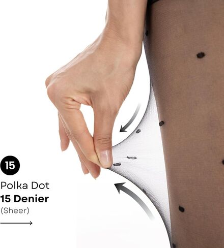 20 DEN Backseam or 15 DEN Polka Dot Sheer Tights for Women, High Waist Nylon Pantyhose with Control Top, Stockings in Kuwait