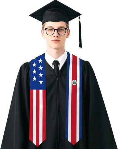 Costa Rica Flag Graduation Stole 72 x 5 Inches Decorative Ceremonial Accessory Sash for International Student (Baccalaureate Gown and Hat Not Included) in Kuwait
