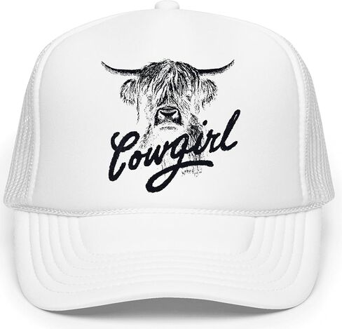 Highland Cow Cowgirl Hat for Women & Teens Country Western Foam Front Classic 5 Panel Snapback in Kuwait