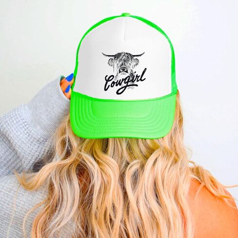 Highland Cow Cowgirl Hat for Women & Teens Country Western Foam Front Classic 5 Panel Snapback in Kuwait