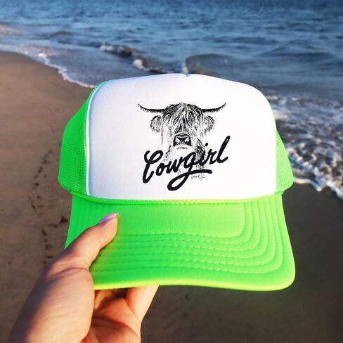Highland Cow Cowgirl Hat for Women & Teens Country Western Foam Front Classic 5 Panel Snapback in Kuwait