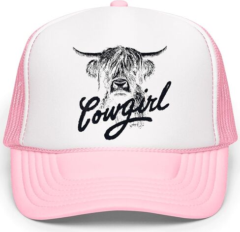 Highland Cow Cowgirl Hat for Women & Teens Country Western Foam Front Classic 5 Panel Snapback in Kuwait