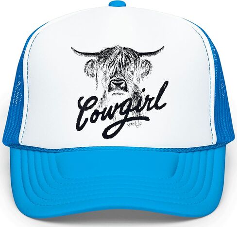 Highland Cow Cowgirl Hat for Women & Teens Country Western Foam Front Classic 5 Panel Snapback in Kuwait