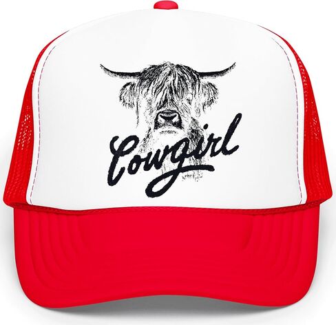 Highland Cow Cowgirl Hat for Women & Teens Country Western Foam Front Classic 5 Panel Snapback in Kuwait