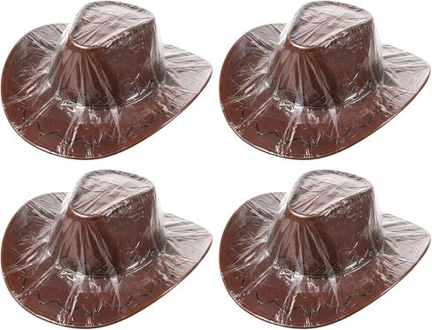 4 Pcs Cowboy Hat Cover,Cowboys Hats Rain Cover Clear Cowboy Hat Protector Unisex Plastic Hats Protector for Dust Travel Storage in Kuwait