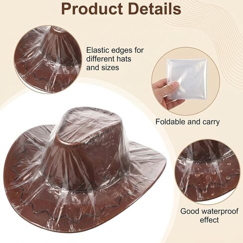 4 Pcs Cowboy Hat Cover,Cowboys Hats Rain Cover Clear Cowboy Hat Protector Unisex Plastic Hats Protector for Dust Travel Storage in Kuwait