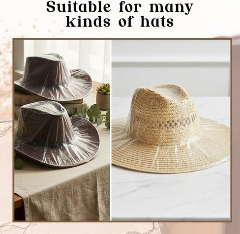 4 Pcs Cowboy Hat Cover,Cowboys Hats Rain Cover Clear Cowboy Hat Protector Unisex Plastic Hats Protector for Dust Travel Storage in Kuwait