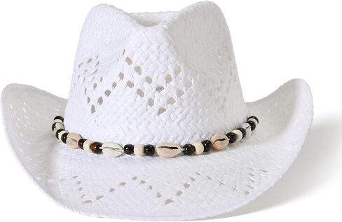 Cowboy Hats for Women & Men Straw Cowboy Hat Wide Brim Western Cowgirl Hats Summer Sun Hat in Kuwait