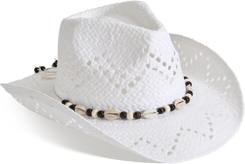 Cowboy Hats for Women & Men Straw Cowboy Hat Wide Brim Western Cowgirl Hats Summer Sun Hat in Kuwait