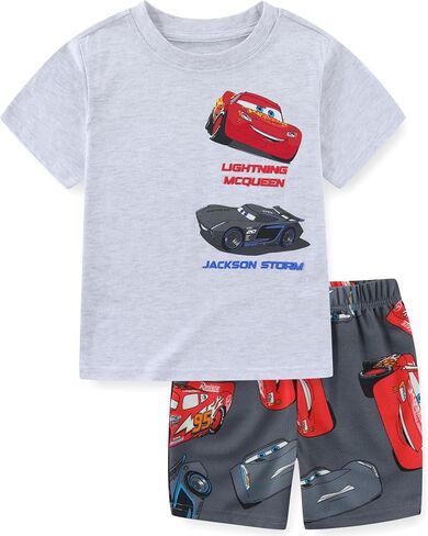 Disney Cars Lightning McQueen Boys Short Sleeve T-Shirt and Mesh Short Set for Toddler and Big Kids in Kuwait