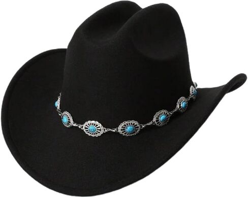 GORGLITTER Women's Cowboy Hat Turquoise Western Trendy Metal Bull Hatband Party Cowgirl Hats Vacation 2026 in Kuwait