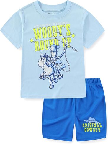 Disney Toy Story Woody Boys Short Sleeve T-Shirt and Mesh Shorts Set for Toddler to Big Kids in Kuwait
