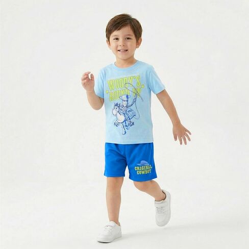 Disney Toy Story Woody Boys Short Sleeve T-Shirt and Mesh Shorts Set for Toddler to Big Kids in Kuwait