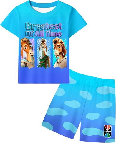 Boys Goat Movie Summer Short Set Kids Basketball Theme Short Sleeve Top and Pants Set in Saudi Arabia
