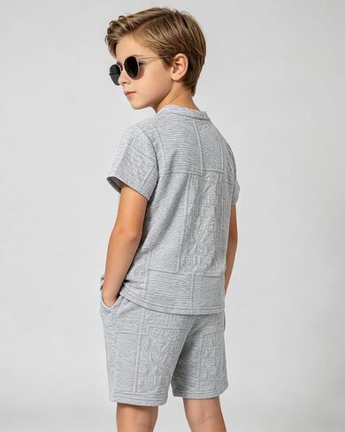 Cakaner Boys Clothes V Neck T Shirt and Shorts Set Kids 2 Piece Summer Casual Outfit Size 7-11 in Kuwait