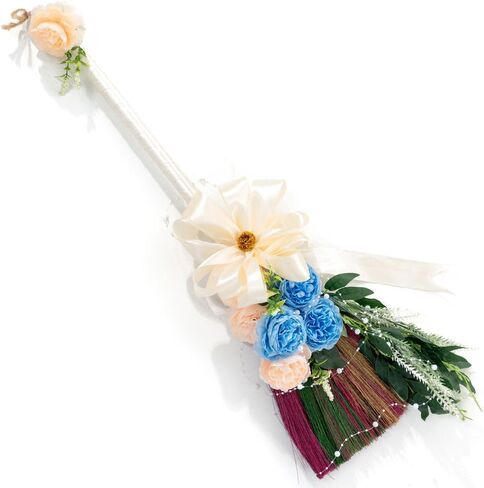 Vietnamese Colorful Straw Soft Broom, Natural Whisk Broom Sweeping Broom, Broom for Cleaning, Decorations Item Indoor Outdoor, Wedding Broom with - 9.84'' Width, 30.12" Length in Kuwait
