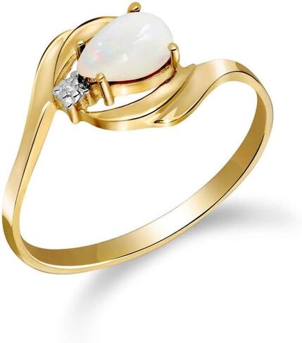 Galaxy Gold GG 0.26 Carat 14k Solid Gold Ring with Natural Diamond and Pear-shaped Opal in Saudi Arabia