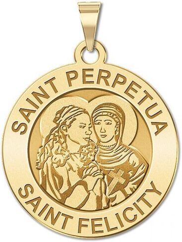 PicturesOnGold.com Saint Perpetua and Saint Felicity Round Religious Medal - 3/4 Inch Size of a Nickel Sterling Silver Pendant - Protection Jewelry Christian Gifts for Men & Women in Kuwait