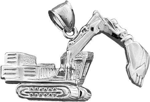Rhodium Plated 925 Sterling Silver Crawler Excavator Pendant in Kuwait