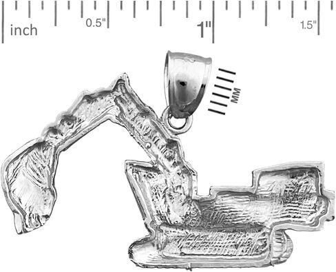 Rhodium Plated 925 Sterling Silver Crawler Excavator Pendant in Kuwait