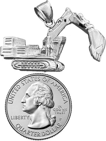 Rhodium Plated 925 Sterling Silver Crawler Excavator Pendant in Kuwait