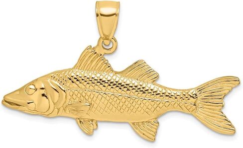 14K Yellow Gold 3D Snook Fish Pendant (0.6 x 1.61 inches) in Kuwait