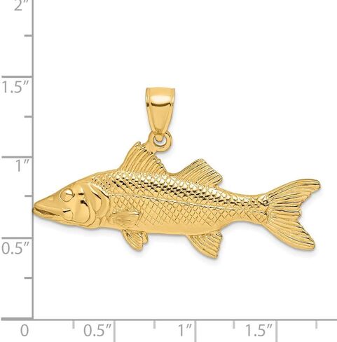 14K Yellow Gold 3D Snook Fish Pendant (0.6 x 1.61 inches) in Kuwait