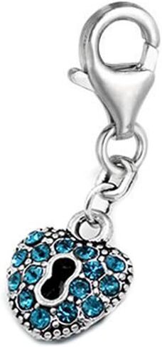 Sexy Sparkles Clip on Heart Lock Aqua Charm Pendant for European Jewelry with Lobster Clasp in Kuwait