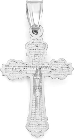 Solid 14k White Gold Crucifix Pendant - Cross Gift for Religious Occasions in Saudi Arabia
