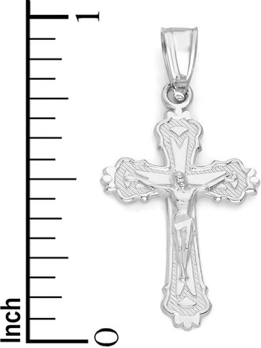 Solid 14k White Gold Crucifix Pendant - Cross Gift for Religious Occasions in Saudi Arabia