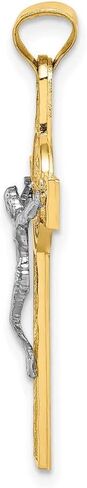 Saris and Things 14k Gold Two-tone Solid St. Benedict Medal Crucifix Cross Charm Pendant in Kuwait