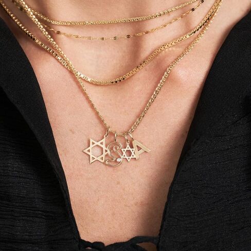 Gelin 10K Solid Gold Star of David Charm Pendant for Women in Kuwait