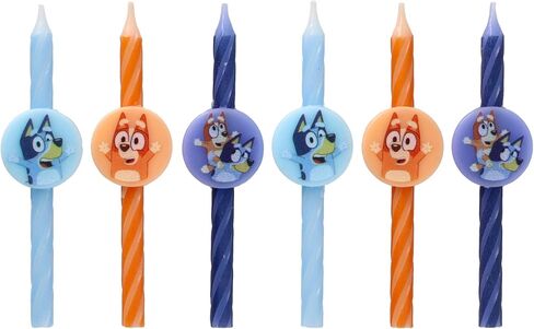 6 Bluey Birthday Cake Candles | Birthday Candles for Cake Decorations Featuring Bluey and Bingo, Blue & Orange, for Party in Kuwait