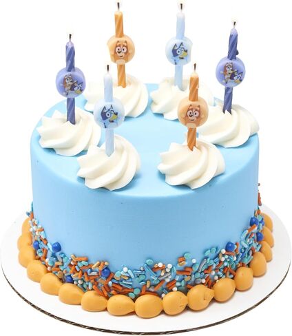 6 Bluey Birthday Cake Candles | Birthday Candles for Cake Decorations Featuring Bluey and Bingo, Blue & Orange, for Party in Kuwait