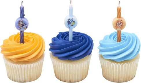 6 Bluey Birthday Cake Candles | Birthday Candles for Cake Decorations Featuring Bluey and Bingo, Blue & Orange, for Party in Kuwait
