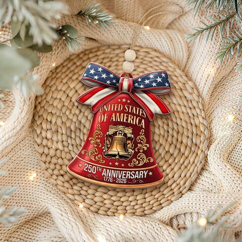 250th Anniversary United States of America Ornament (1776–2026) – Patriotic Wooden Christmas Decoration, Independence Day Keepsake, USA Liberty Bell Hanging Ornament in Saudi Arabia