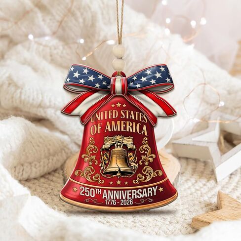 250th Anniversary United States of America Ornament (1776–2026) – Patriotic Wooden Christmas Decoration, Independence Day Keepsake, USA Liberty Bell Hanging Ornament in Saudi Arabia